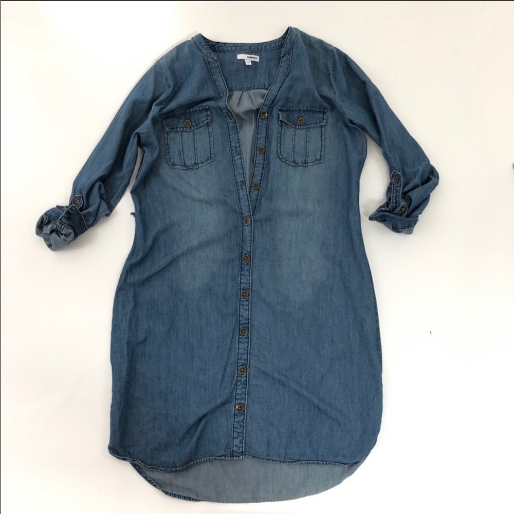 Sonoma Shirt Dress Lyocell roll tab button down